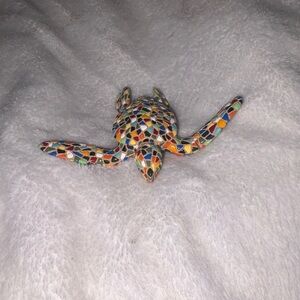 Colorful Mosaic Glass Turtle Figurine